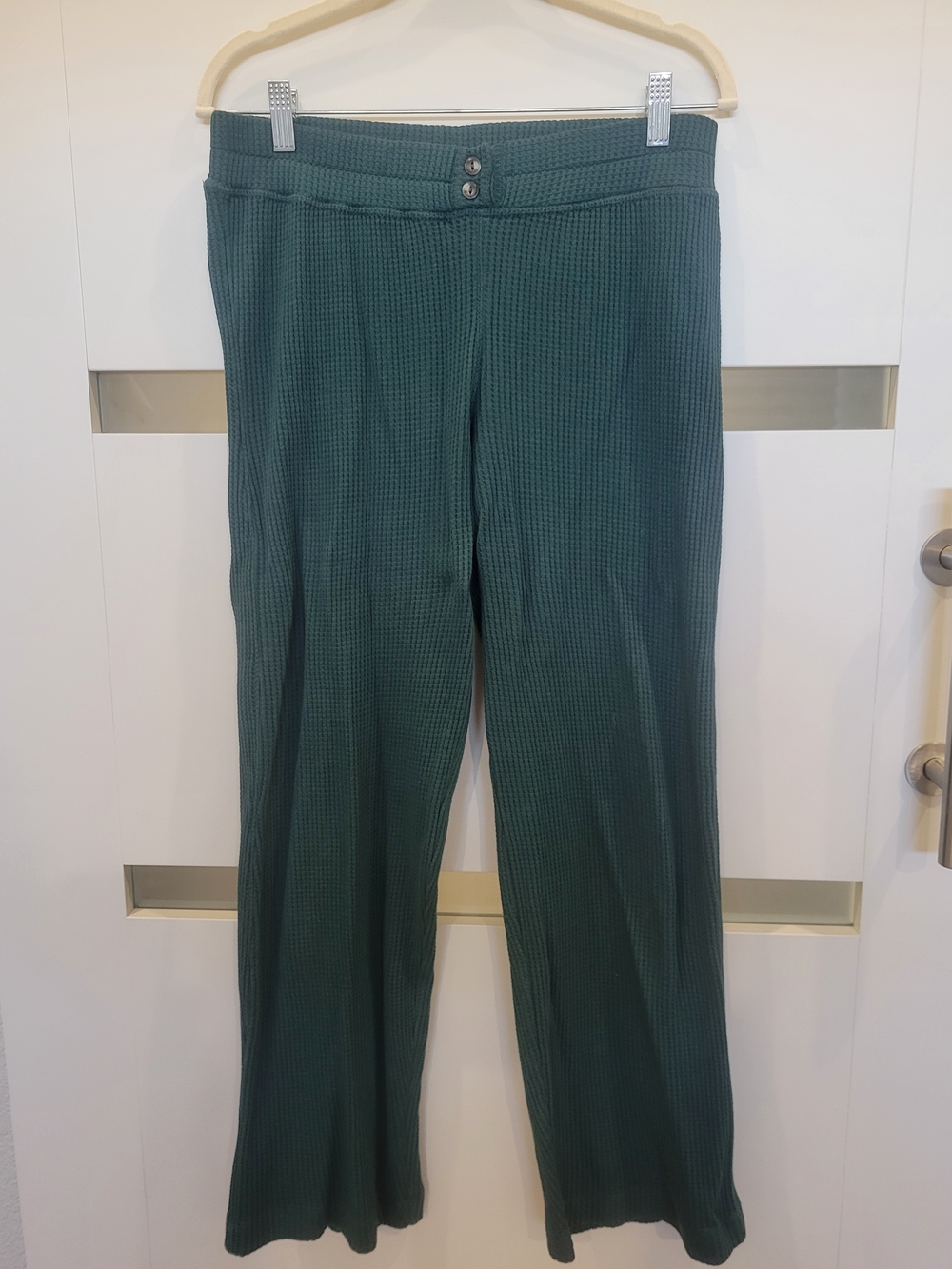NWT Faherty Après Waffle Knit Lounge Wide Leg Pants Small Teal